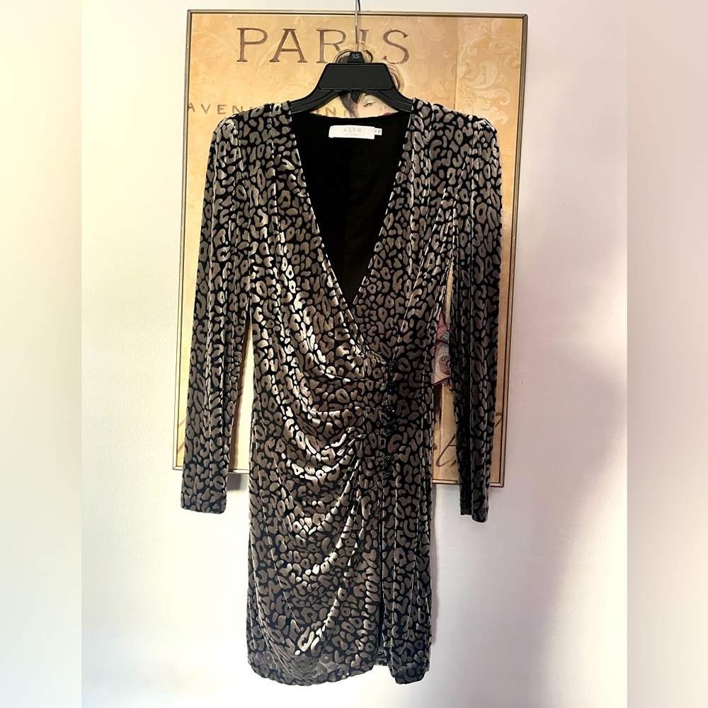 Astr the label leopard velvet dress